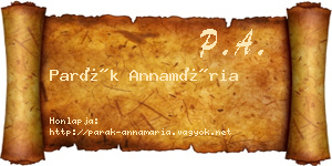 Parák Annamária névjegykártya